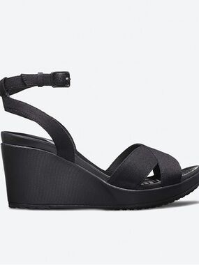 CROCS LEIGH II CROSS-STRAP ANKLE WEDGE